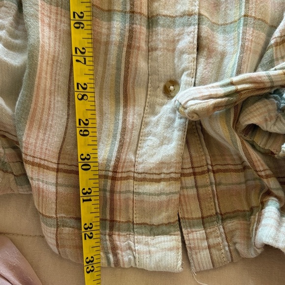 Free People Nordic Plaid Pastel Striped Button Down Shirt - Picture 14 of 14